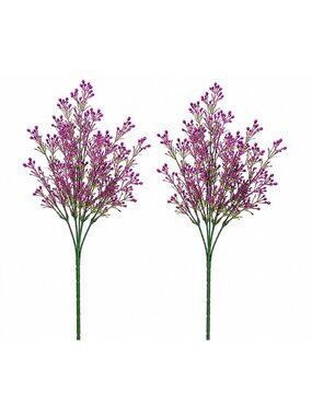 2 Purple Faux Wax Flower Sprays 13 Inch Artificial Filler Flowers Wildflower